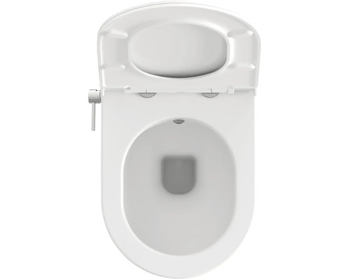 Rozrezaná toaleta s otvoreným záchodovým vekom