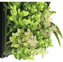 Umelá stena z rastlín s rôznymi zelenými listami