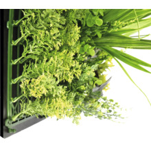 Umelá zelená stena s rôznymi rastlinami