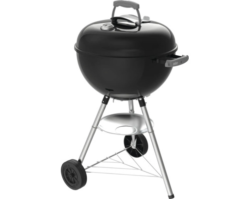 Guľatý gril s vekom, ukazovateľom teploty a podvozkom