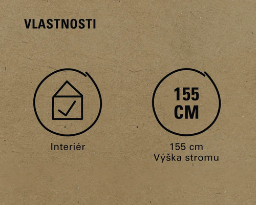 Vlastnosti: Interiér, výška stromu 155 centimetrov