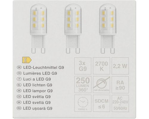 Tri LED žiarovky G9