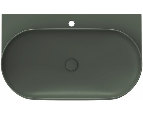 Pohľad zhora na keramické umývadlo s otvorom pre batériu