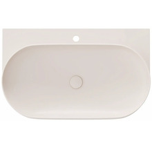 Pohľad zhora na oválne umývadlo s otvorom pre kohútik