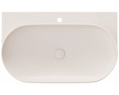 Pohľad zhora na oválne umývadlo s otvorom pre kohútik