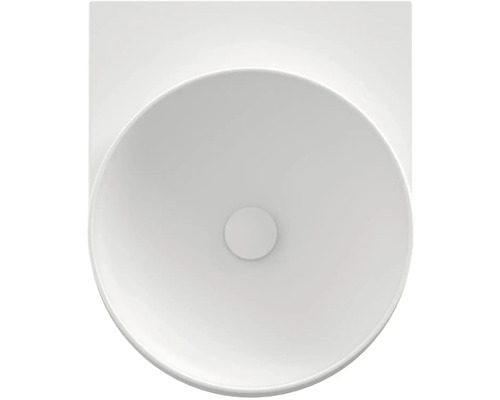 Pohľad zhora na keramické umývadlo na dosku