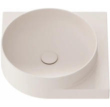 Keramické umývadlo na dosku s okrúhlou misou a štvorcovou základňou