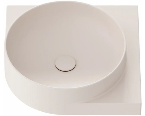 Keramické umývadlo na dosku s okrúhlou misou a štvorcovou základňou