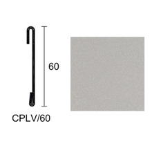 Obrázok upevňovacej lišty s rozmermi 60 milimetrov a vzorky materiálu.