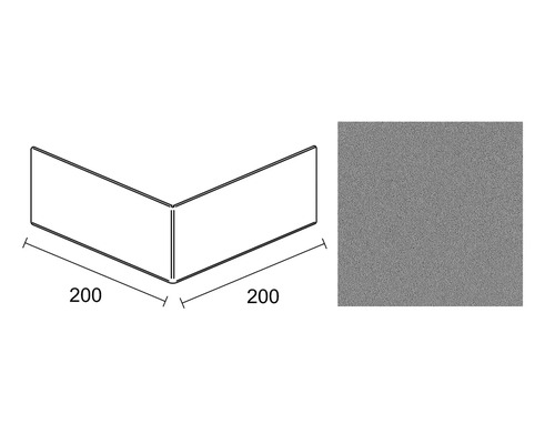 Rohový prvok s rozmermi 200 x 200 mm a farebnou plochou