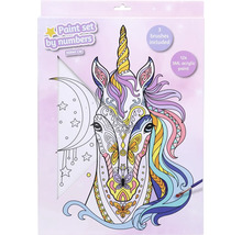 Sada na maľovanie podľa čísel Jednorožec s tromi štetcami a dvanástimi akrylovými farbami