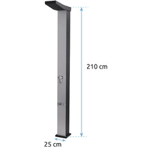Záhradná sprcha s rozmermi 210 x 25 centimetrov