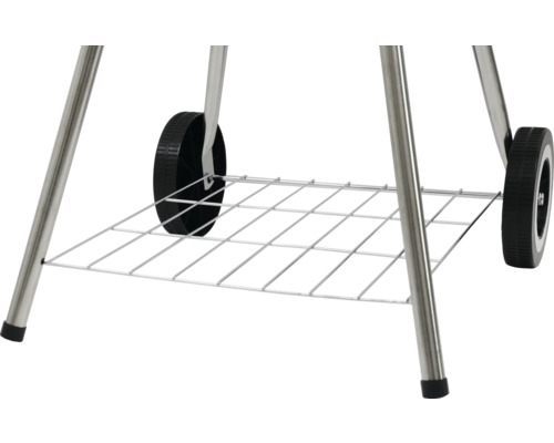 Gril s kolieskami a kovovou odkladacou mriežkou