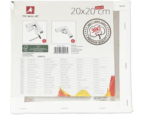 Maliarske plátno 20x20 cm, vhodné pre akrylové farby, olejové farby, gvaš a temperu