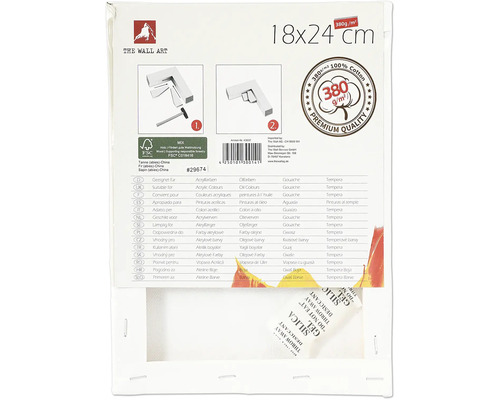 Napínacie plátno s rozmermi 18x24 cm a gramážou 380 gramov na meter štvorcový