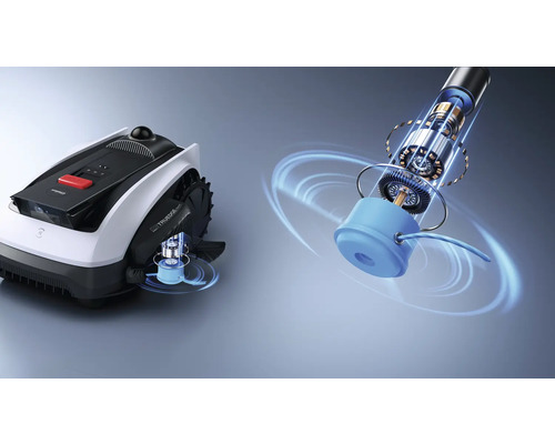 Robotická kosačka s vyobrazeným motorom