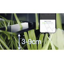 Nastavenie výšky kosenia od 3 do 9 centimetrov na robotickej kosačke cez smartfón