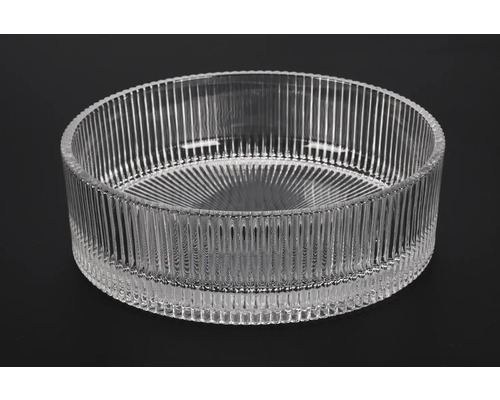 Okrúhla sklenená misa s rebrovanou textúrou