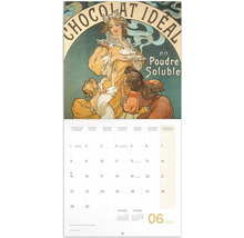 Nástenný kalendár s čokoládovým motívom v štýle Art Nouveau na mesiac jún 2026
