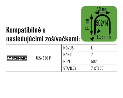 Informácie o kompatibilite svoriek s rôznymi zošívačkami