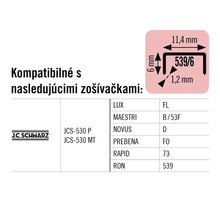 Informácie o kompatibilite s rôznymi zošívačkami a rozmeroch sponiek