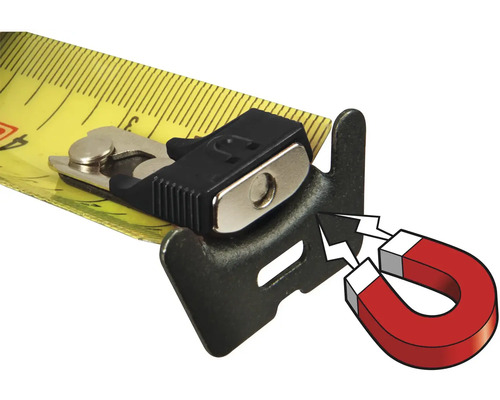 Detailný pohľad na zvinovací meter s magnetom