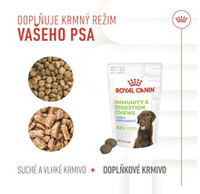 Royal Canin žuvacie maškrty pre imunitu a trávenie šteniat, doplnkové krmivo so suchým a vlhkým krmivom