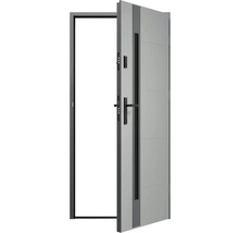 Otvorené vchodové dvere s rámom, kľučkou a bezpečnostným zámkom