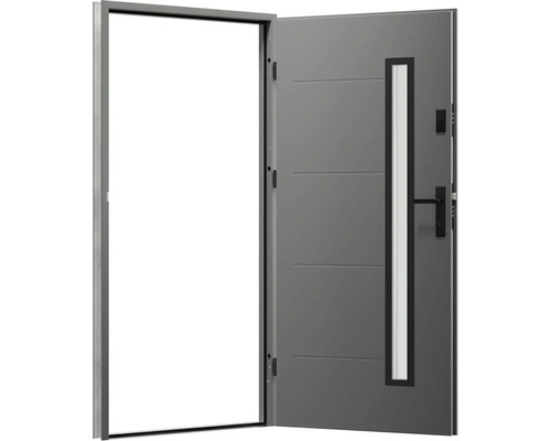 Otvorené vchodové dvere s bočným panelom, kľučkou a zámkom