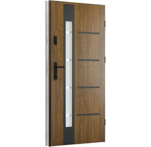 Vchodové dvere s presklenou výplňou a vzhľadom dreva