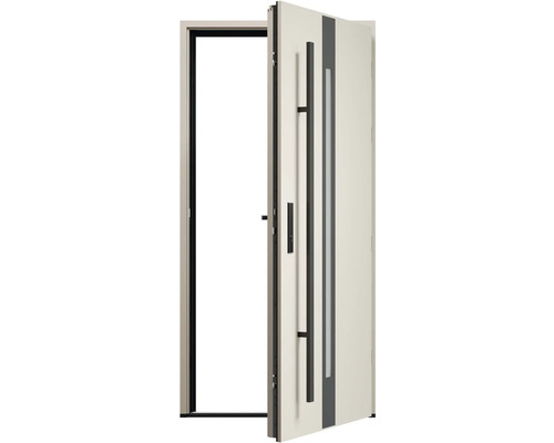 Otvorené vchodové dvere s kľučkou a sklenenou vložkou