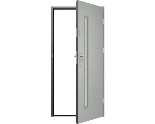 Otvorené vchodové dvere so sklenou vložkou a kľučkou