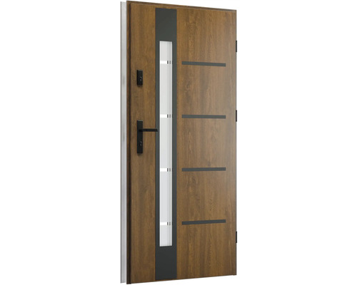 Vchodové dvere so sklenenou výplňou a vodorovnými ozdobnými prvkami