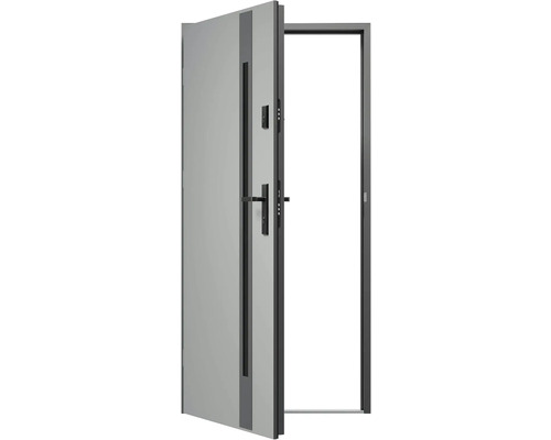 Otvorené vchodové dvere s kľučkou a bezpečnostným zámkom