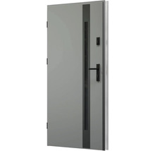 Sivé vstupné dvere so sklenenou vložkou a kľučkou