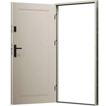 Otvorené vchodové dvere s rámom a kovaním