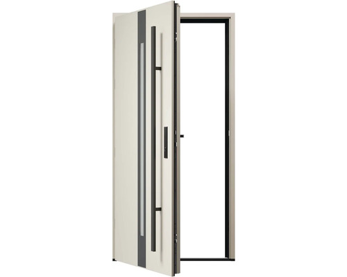 Otvorené vchodové dvere s madlom a oknom