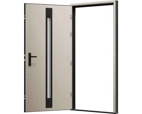 Otvorené vchodové dvere so sklenenou vložkou a kľučkou