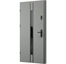 Kovové dvere so sklenenou vložkou, kovaním a zámkom