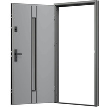 Otvorené jednokrídlové vonkajšie dvere s oceľovým rámom, zámkom a oknom