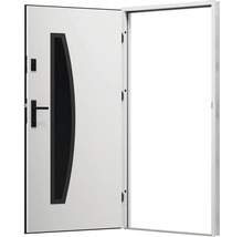 Otvorené vchodové dvere so sklenenou vložkou a rámom dverí