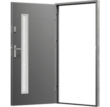 Otvorené kovové vchodové dvere so sklenenou vložkou