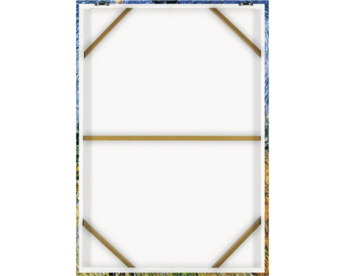 Zadná strana plátna s dreveným klinovým rámom