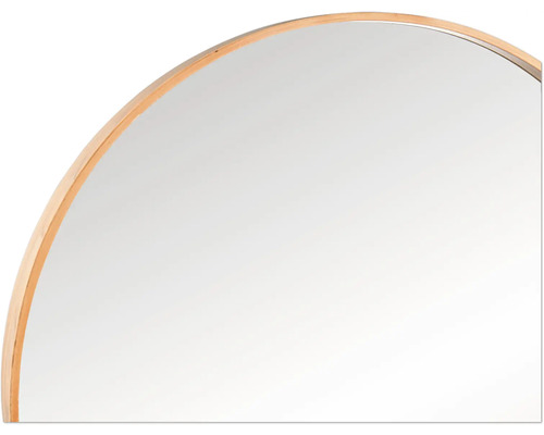 Detail okrúhleho zrkadla s dreveným rámom