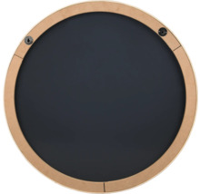 Okrúhla bridlicová tabuľa s dreveným rámom a závesnými prvkami na zadnej strane