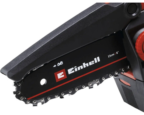Logo Einhell na 15-centimetrovej akumulátorovej reťazovej píle