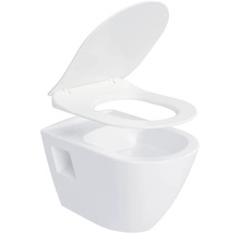 Závesné hlboké splachovacie WC s otvoreným splachovacím kruhom a WC sedadlom