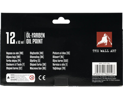 Balenie dvanástich olejových farieb