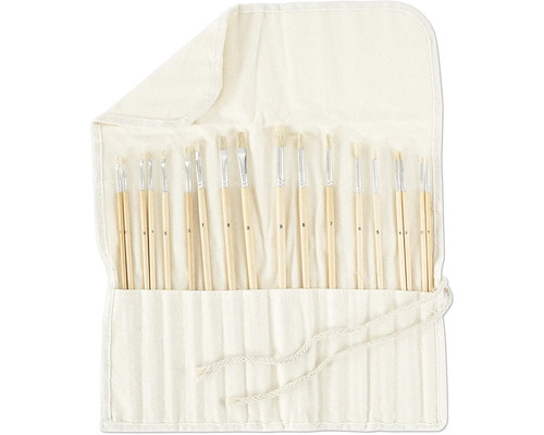 Sada štetcov vo svetlej látkovej taške, zoradené podľa čísel