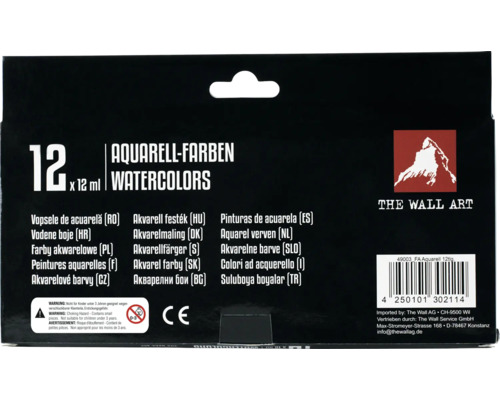 Sada akvarelových farieb s 12 farbami